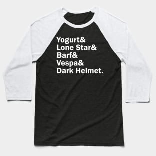 Funny Names x Spaceballs (Yogurt, Lone Star, Barf, Vespa, Dark Helmet) Baseball T-Shirt